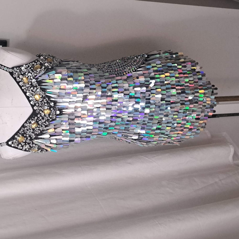 Iridescent Silver Sequin Dress 💃